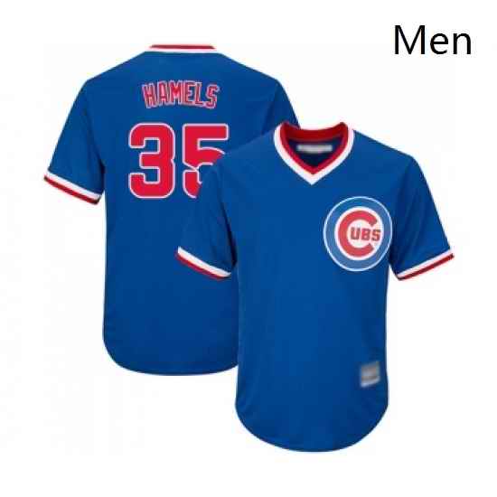 Mens Chicago Cubs 35 Cole Hamels Replica Royal Blue Cooperstown Cool Base Baseball Jersey